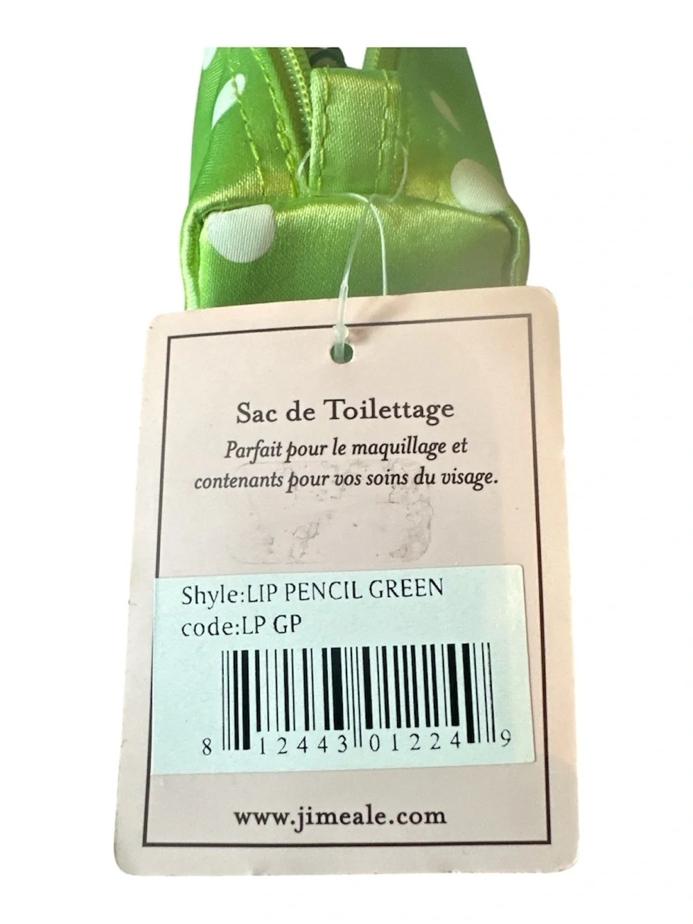 Jimeale New York Lime Green & White Polka Dot NoHo Lip Pencil Bag NWT
